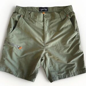 Orvis Men's Olive Green Shorts Fishing Hiking Performance Utility 8” Medium EUC